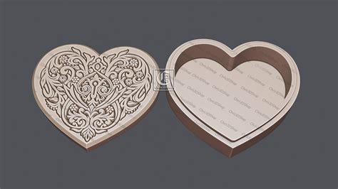 Mother's Day Curved Top Heart Shaped Jewelry Box by CNC.